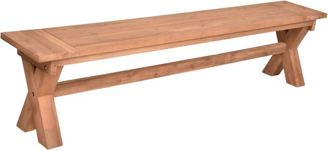 DELUKE Gartenbank NORMA aus Teak in Natur, wetterfeste Terrassenbank für Outdoor und Garten, Breite: 200 cm, Höhe: 49 cm, Tiefe: 50 cm - Bild 1