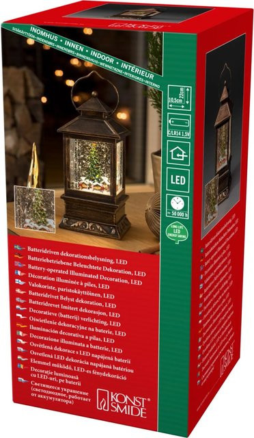 Konstsmide LED Schneelaterne eckig in Braun mit warmweißem Licht, Höhe: 22 cm - Bild 1