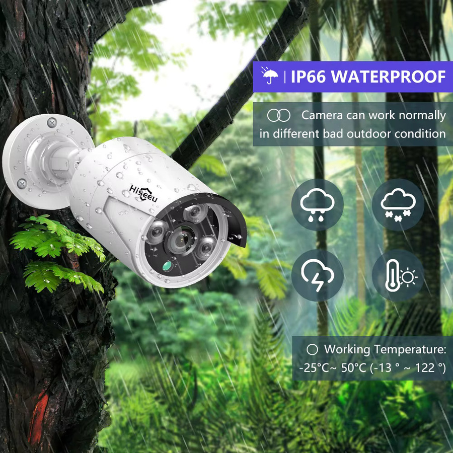 Hiseeu 8CH PoE Sicherheitsüberwachungskamera-System mit 5MP/3MP IP-Kameras, Wasserdicht, Audio, Weiß - Bild 2