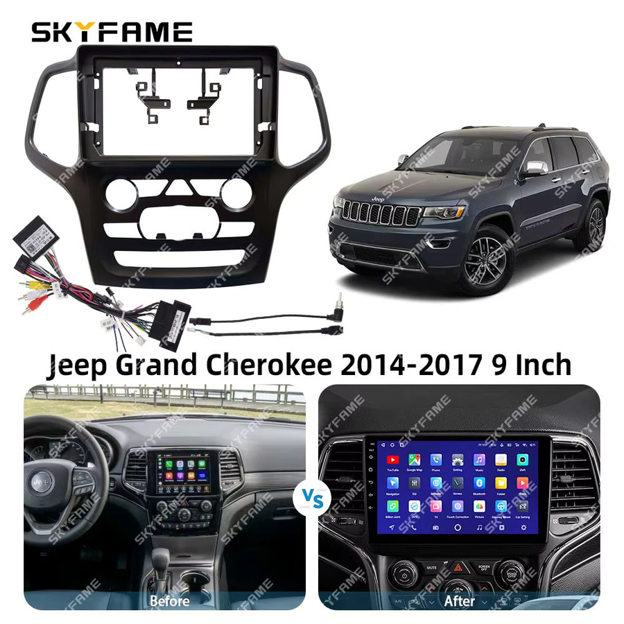 SKYFAME Auto-Rahmenadapter mit Canbus Box für Android Radio Armaturenbrett-Einbausatz für Jeep Grand Cherokee, Schwarz, 9/10/12,3/13,1 Zoll - Bild 4