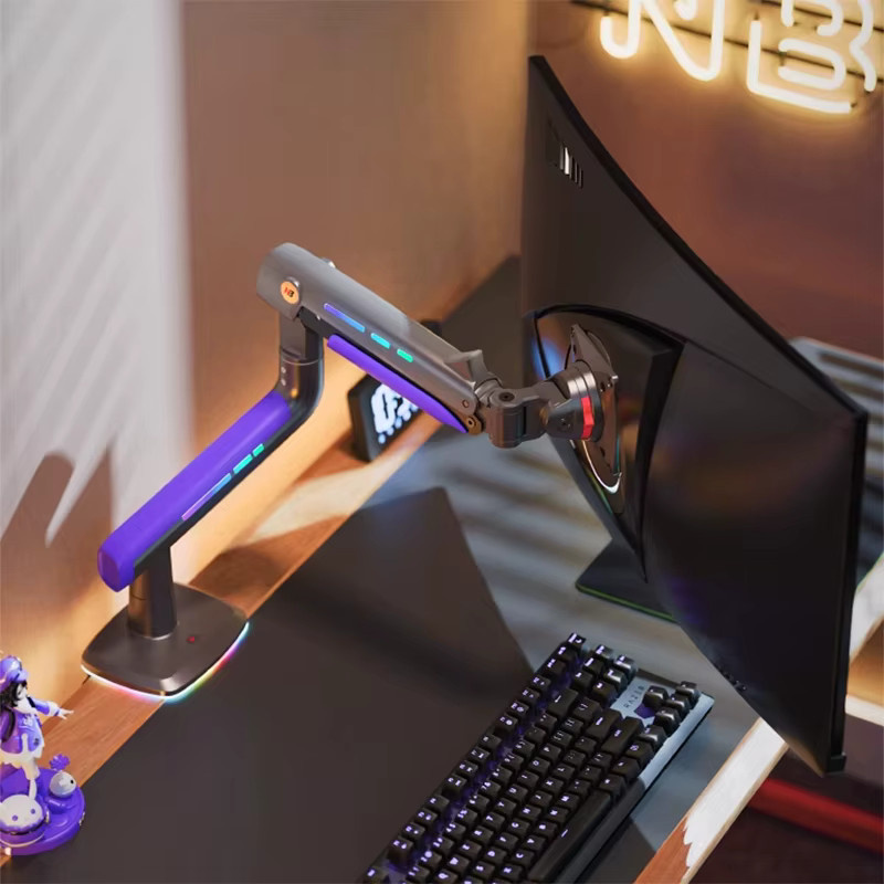 NB G60 E5 F5 Gaming-Monitorarm mit RGB-Beleuchtung und gebogenem Lichtbogengitter für 32–60 Zoll, Traglast 2–20 kg, Schwarz oder Weiß - Bild 3