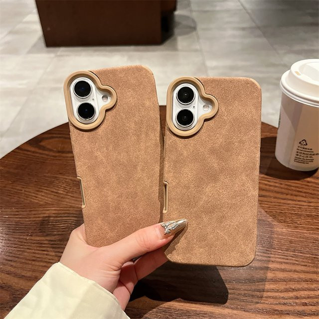 Luxus Leder Schutzhülle für Apple iPhone 11 12 13 14 15 16 17 Pro Max in Beige mit weichem Silikon und stoßfestem Matt-Finish - Bild 1