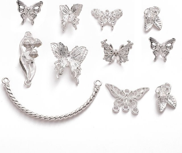 Beadia Charms Anhänger, Perlen, Legierung, Blume, Schmetterling - Bild 1