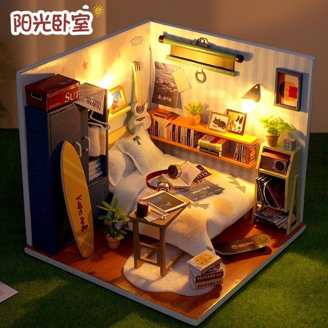 Linyi toy car Bastel-Miniaturzimmer Hütten-Spielzeugmodell, mit Licht, ab 14 Jahren - Bild 1