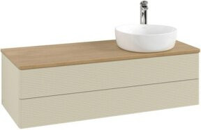 V&B Waschtischunterschrank Antao mit Frontstruktur in Eiche lackiert, B/T/H: 120 x 36 x 50 cm - Bild 1