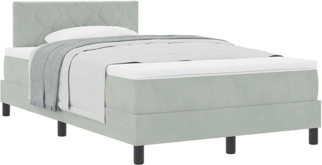 vidaXL Boxspringbett mit Matratze in Hellgrau aus Samt mit Schaumstoffkern - Bild 1