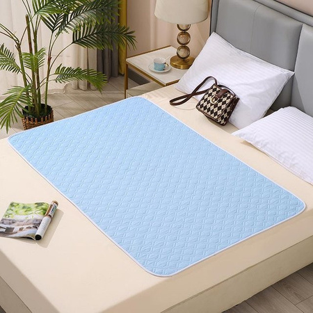 Wasserdichte und waschbare Urinunterlage Golden Fern in Blau, ideal als Still- und Menstruationsschutz für Queensize-Betten, Breite: 50 cm, Länge: 70 cm