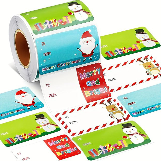 500 Stück selbstklebende Weihnachtsanhänger als Aufkleberetiketten für deine Weihnachtsdekoration in Multicolour - Bild 1