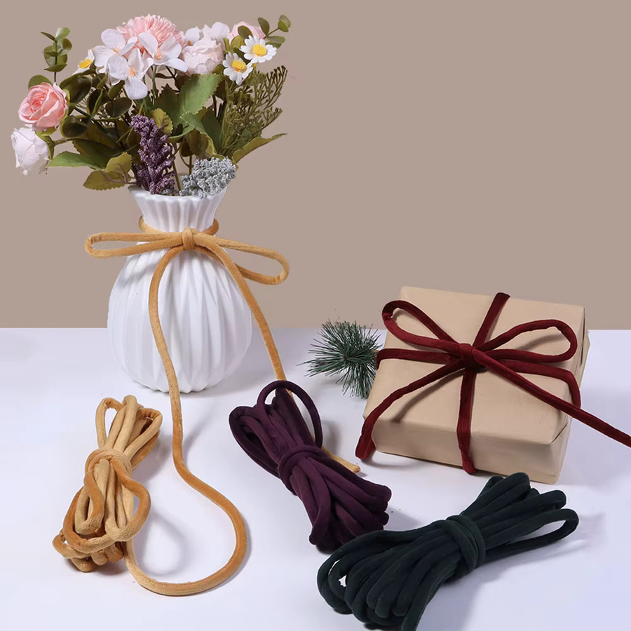 Geflochtenes Samtseil für DIY-Schmuckherstellung, buntes rundes Seil für Halsketten, Armbänder und Geschenkverpackungen, Durchmesser: 6 mm, Länge: 4,57 m (5 Yards) - Bild 3