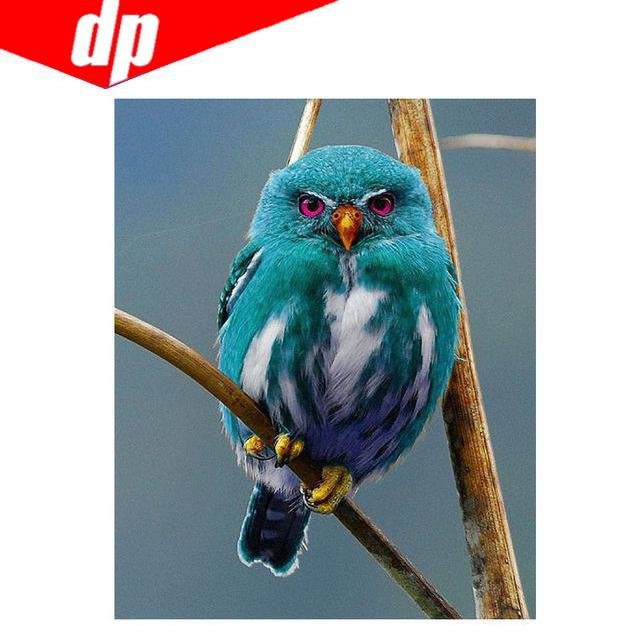 FIYO DIY Diamantmalerei Set Vogel mit Diamant-Stickerei in Grau und Blau, 5D Kreuzstich Bild Kit für Erwachsene, Breite: 20 cm, Höhe: 30 cm - Bild 1