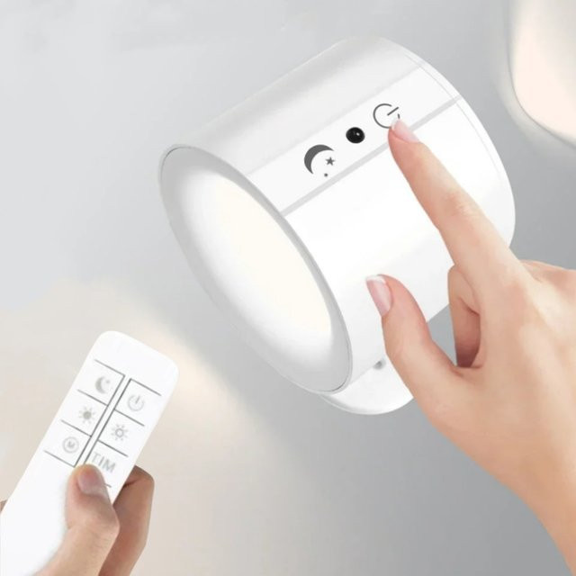 GGBEE LED-Touch-Wandleuchte in Weiß mit wiederaufladbarem Akku, 360 Grad drehbarem Doppelkopf und kabelloser Fernbedienung - Bild 1