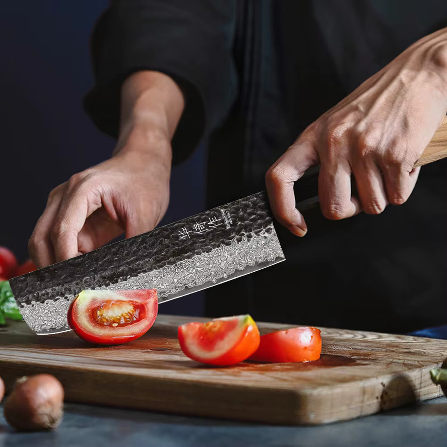 HUAYIGRAND Nakiri Messer aus Damaststahl mit Holzgriff, 17,78 cm - Bild 2