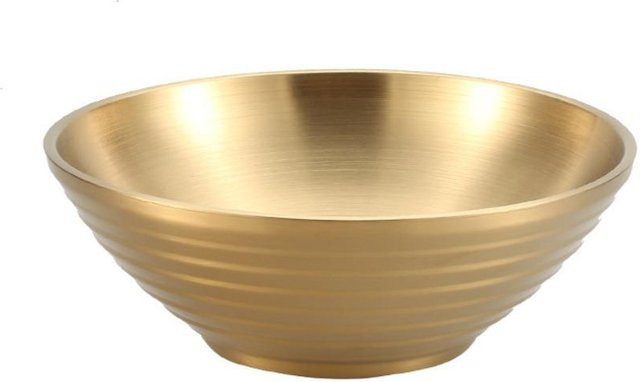 Faircraft Japanische Ramen-Schüssel aus doppelwandigem 304 Edelstahl, Hitzebeständig, Durchmesser: 16 cm, Gold/Silber - Bild 1