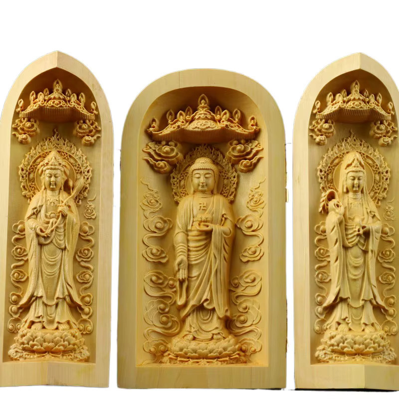 Exquisite Guanyin Buddha Statue aus Buchsbaum Holz als handgefertigte Holzschnitzerei zur Heimdekoration - Bild 4
