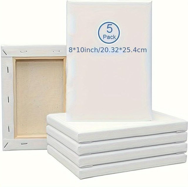 5-teiliges Set SZ-Damai Baumwoll-Leinwandpaneele in Weiß, B x H: 20 x 25 cm - Bild 1