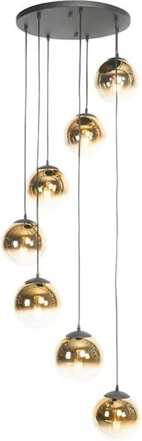 QAZQA Art Deco Hängelampe Pallon in Schwarz mit Goldglas, 7-flammig, kugelförmig - Bild 1