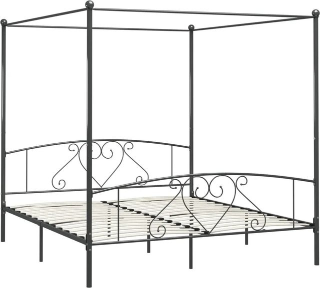 vidaXL Himmelbett-Gestell aus Metall in Grau, B/T: 200 x 200 cm - Bild 1