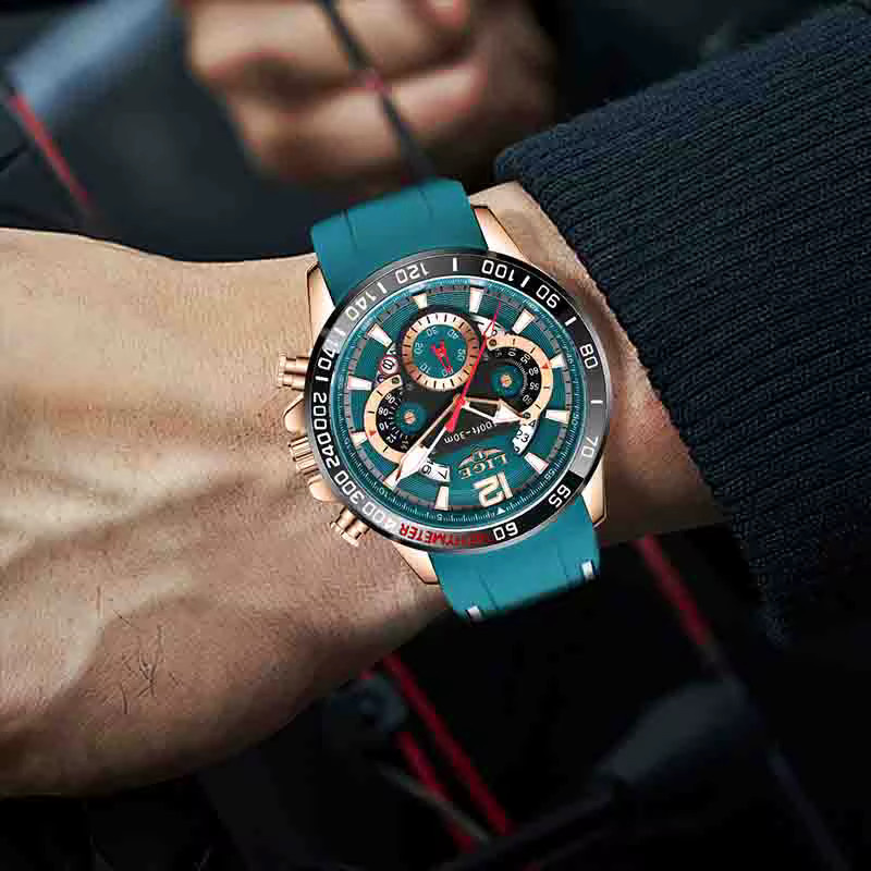 LIGE Armbanduhr Quarz, Silikonband, Schwarz, Herren - Bild 2