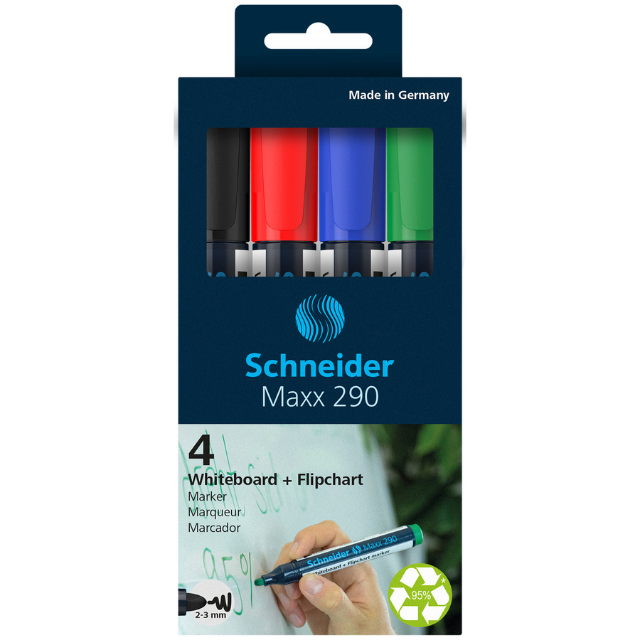 Schneider Whiteboard- und Flipchartmarker Maxx 290, 4er-Set, sortierte Farben - Bild 3