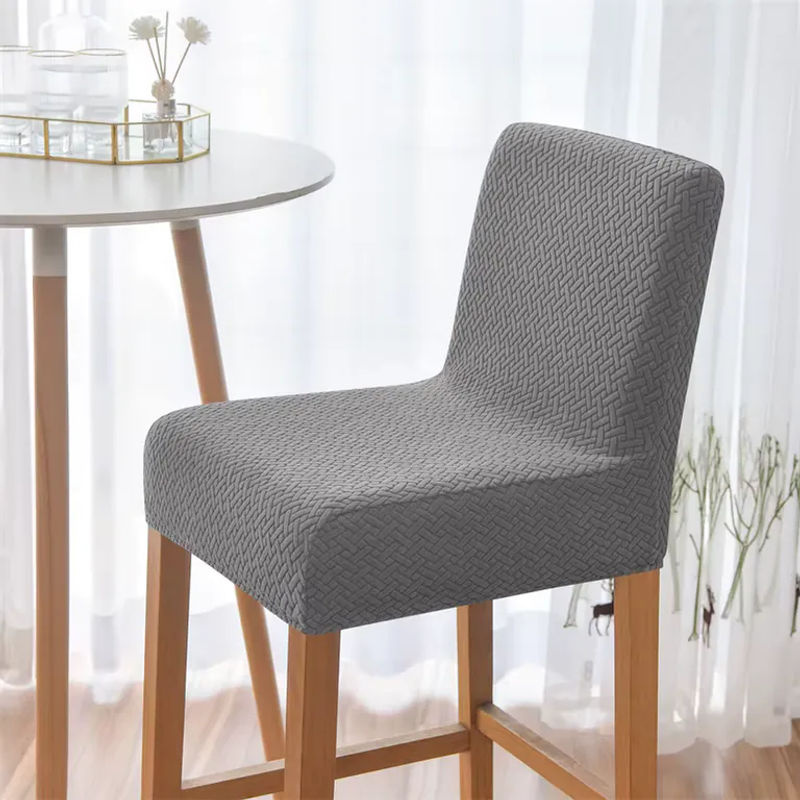 Yupartex Jacquard Barhocker-Bezug in Grau mit grafischem Design für Barhocker mit kurzer Rückenlehne - Bild 3