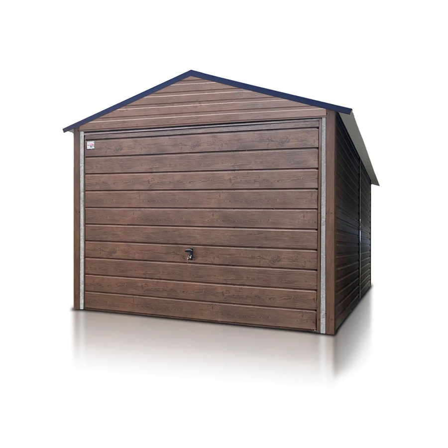 Liderstal Einzelgarage Premium aus Blech mit Satteldach und Schwingtor in Holzoptik Braun B: 400 cm, T: 300 cm, H: 250 cm - Bild 2