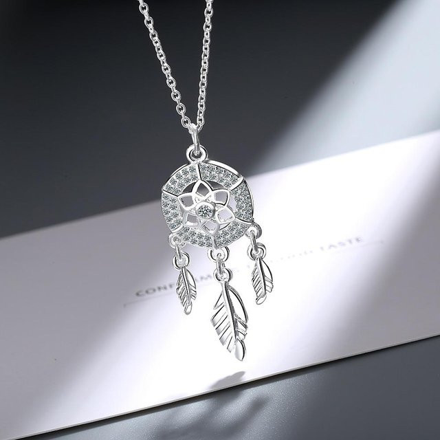 YIRAN Jewelry Halskette, 925 Silber, Traumfänger Feder Anhänger, Damen - Bild 1