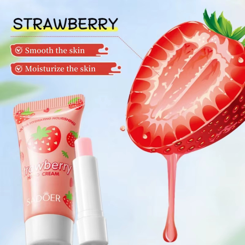 Sadoer Erdbeer Handcreme und Lippenbalsam-Set, Unisex - Bild 2