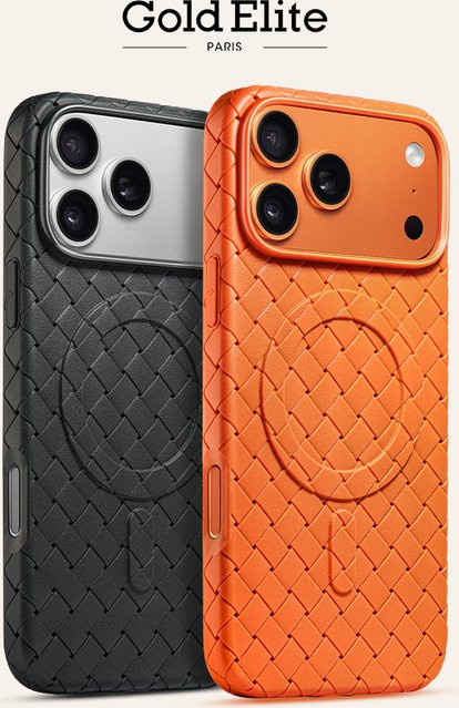 MagSafe Magnetische Schutzhülle mit Kühlungsfunktion und Woven Grid Design für iPhone 17 Air 16 15 14 13 12 11 Pro Max Plus in Schwarz - Bild 1