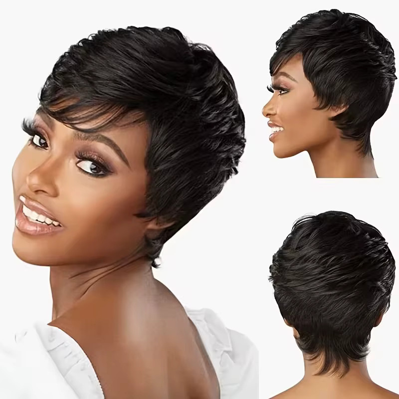 OYM HAIR Pixie-Perücke, Echthaar, mit Pony, Damen - Bild 3