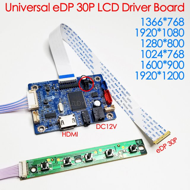 GLZLDY EDP 30-Pin LCD-Controller-Treiberplatine mit 1 HDMI für verschiedene Bildschirmauflösungen in Blau - Bild 1