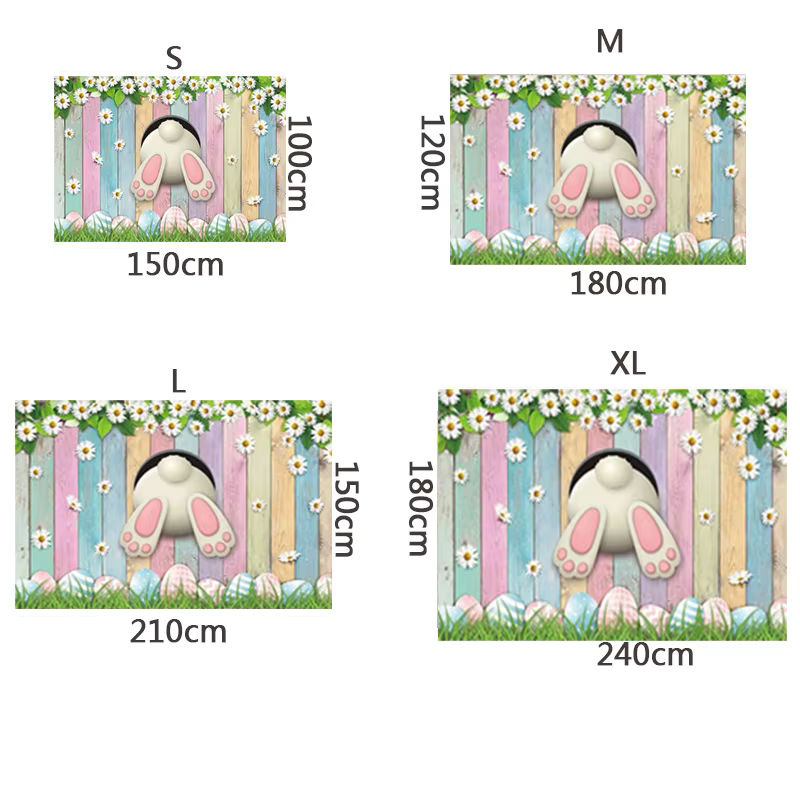 Ostern und Frühling Vinyl-Hintergrund mit Blumen, Gras und Kaninchen in Grün und Mehrfarbig für Babypartys und Kinderzimmer-Dekoration - Bild 5