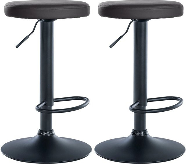 DELUKE 2er Set Barhocker KAZON aus Kunstleder in Schwarz, höhenverstellbar und drehbar, B/T/H: 38,5 x 38,5 x 60 cm - Bild 1