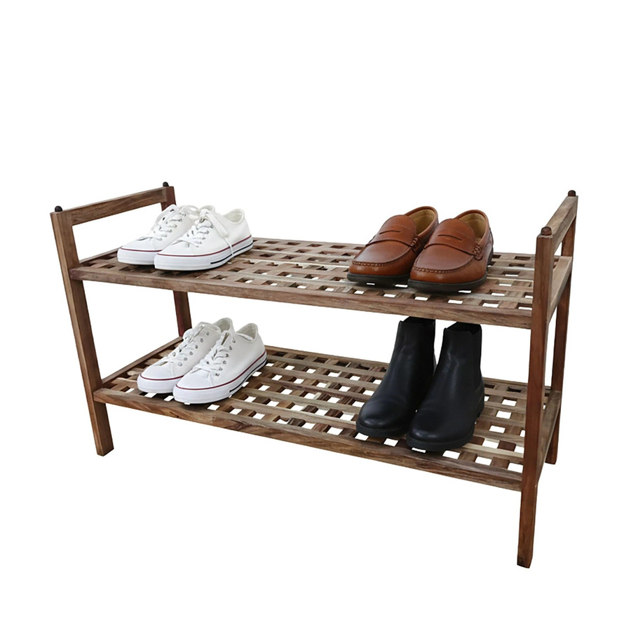 Relaxdays Schuhregal aus Akazienholz in Natur Braun, 2 Ebenen, stapelbar, B/T/H: 69 x 41 x 26 cm - Bild 2