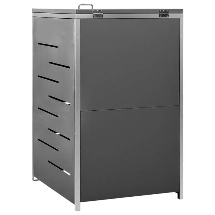 vidaXL Mülltonnenbox aus verzinktem Edelstahl in Anthrazit B/H/T: 69 x 112,5 x 77,5 cm - Bild 2