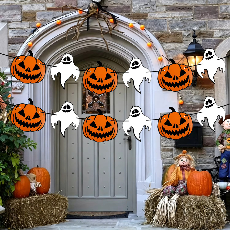 AFYPRTY Halloween Hängedekoration mit Kürbis- und Geister-Design in Orange und Multicolour aus Papier - Bild 4