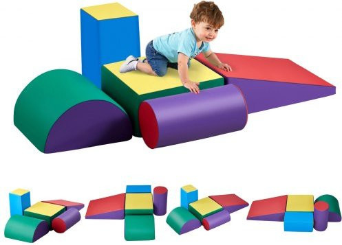 VEVOR Softbausteine 5-teiliges Set aus PU-Leder und Schaumstoff für Kleinkinder, Indoor Kletter- und Krabbelaktivitätsspielset, Mehrfarbig - Bild 1