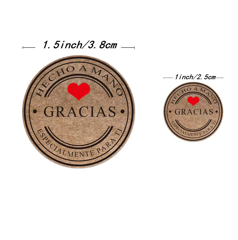 500 Stück Selbstklebende Gracias Aufkleber Spanische Dankeschön-Etiketten Hecho a Mano Con Amor Papieretiketten für DIY Geschenke - Bild 2