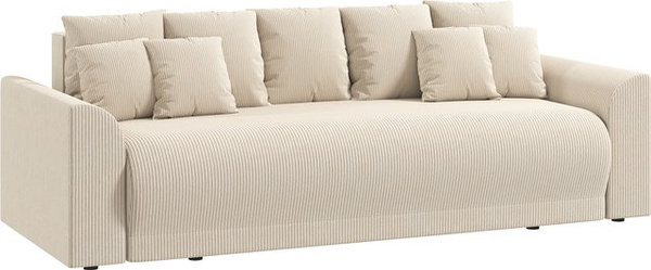HOMCOM Schlafsofa 3-Sitzer mit Schlaffunktion und Stauraum aus Cord, Beige, Breite: 230 cm