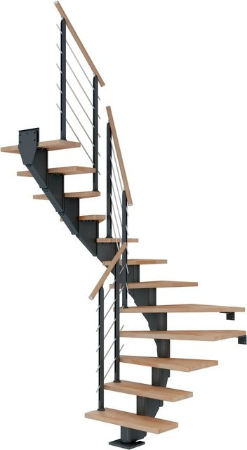 Dolle Mittelholmtreppe Hamburg Spiraltreppe aus Buche in Anthrazit, Höhe: 301 cm, Breite: 85 cm - Bild 1