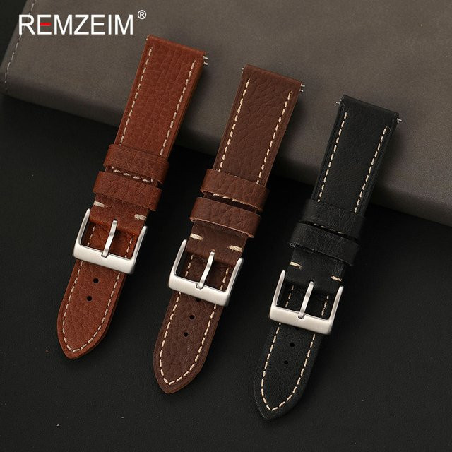 REMZEIM Uhrenarmband Leder, Lychee-Textur, Unisex - Bild 1