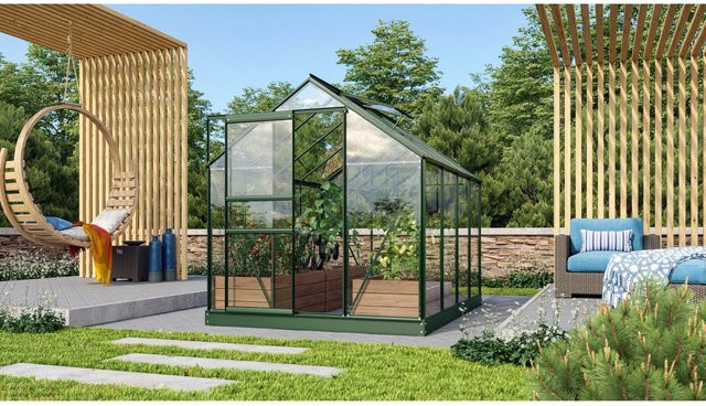 Vitavia Gewächshaus Venus 5000 in Smaragdgrün mit Fundament, Sicherheitsglas und Regenrinnen für deine Pflanzenzucht im Garten - Bild 1