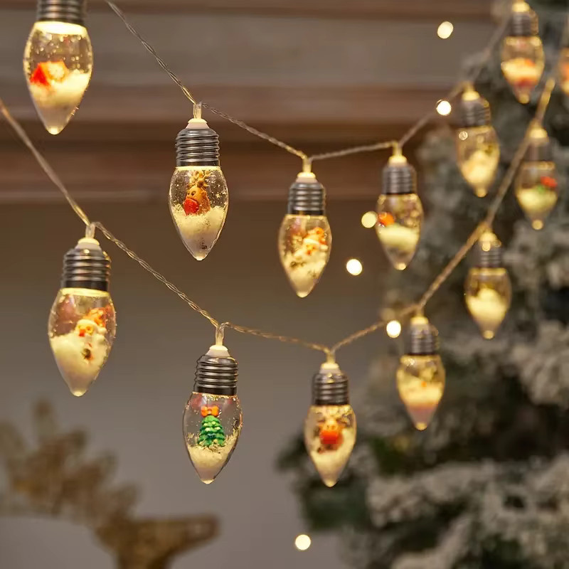 Peach Forest Weihnachtliche LED Schneekugel Lichterkette mit Santa Claus, Rentier und Puppen in Multicolour für Weihnachtsbaum und Dekoration - Bild 2