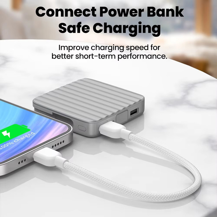 USB-C auf Lightning Schnellladekabel in Schwarz, 0,2 m Länge für iPhone und Samsung sowie Powerbanks - Bild 2