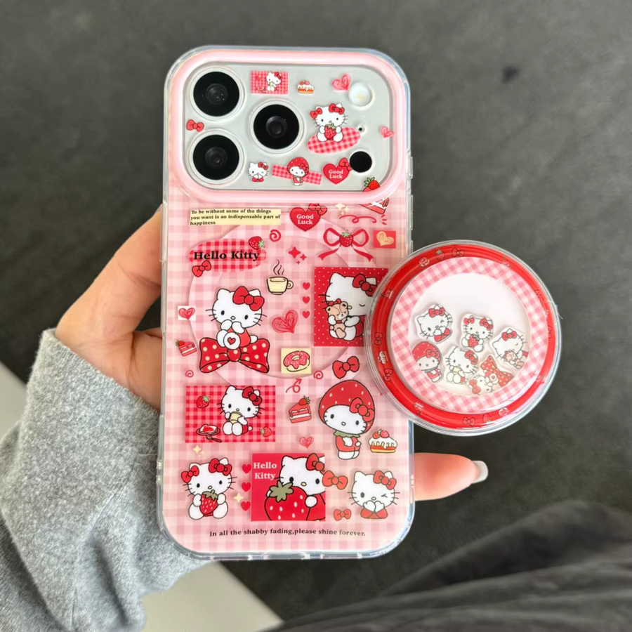 Hello Kitty Erdbeer Handyhülle mit Linsenschutz und stoßfester Abdeckung für Apple iPhone 17 16 15 14 Pro Max, Mehrfarbig - Bild 2