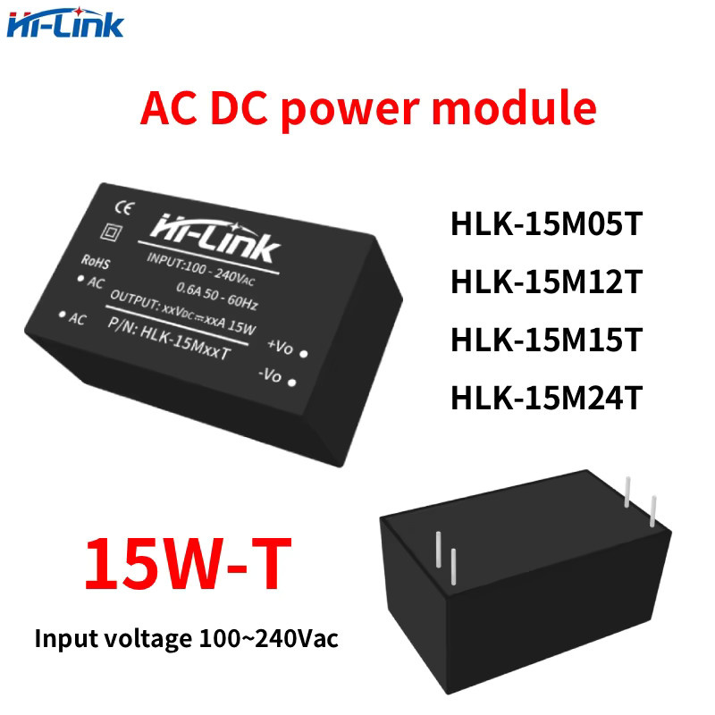 Hi-Link AC/DC-Leistungsmodul 15W-T-Serie in Schwarz, Eingangsspannung 100–240 VAC, Modelle 15M05T/15M12T/15M15T/15M24T - Bild 2