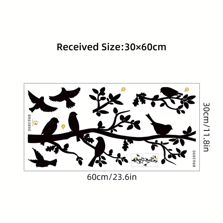 BRUP Wandaufkleber Schwarzer Zweig mit Vogel-Silhouette, abnehmbarer Natur-Wandsticker für Wohnzimmer und Schlafzimmer - Bild 3
