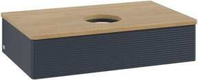 V&B Waschtischunterschrank Antao mit Frontstruktur in Eiche Honig lackiert, B/T/H: 80 x 50 x 19 cm - Bild 1