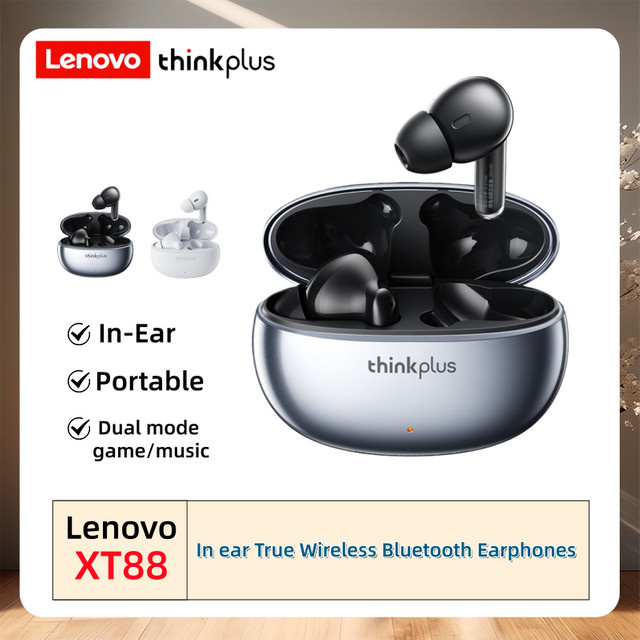 Lenovo XT88 TWS In-Ear-HiFi-Stereo-Kopfhörer, kabelloses Bluetooth-Headset für Gaming mit geringer Latenz und langer Akkulaufzeit, Schwarz - Bild 1