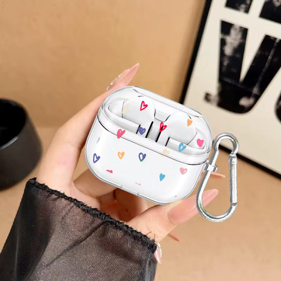 Transparente Samsung Galaxy Buds Hülle mit bunten Herzen für Buds 3 Pro, Buds 3 FE, Buds 4 Pro und Buds Live 2 - Bild 2