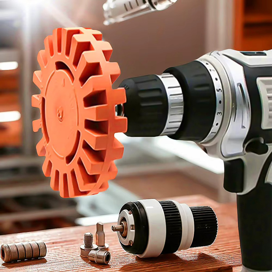 Auto-Aufkleber-Entferner Set mit Bohrer-Adapter und Radiergummi in Orange, Durchmesser: 10,2 cm - Bild 2